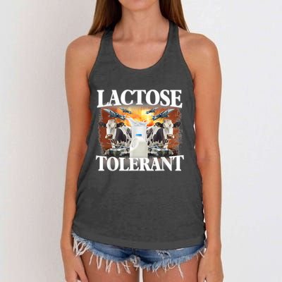 Lactose Tolerant Funny Trending Meme Women's Knotted Racerback Tank