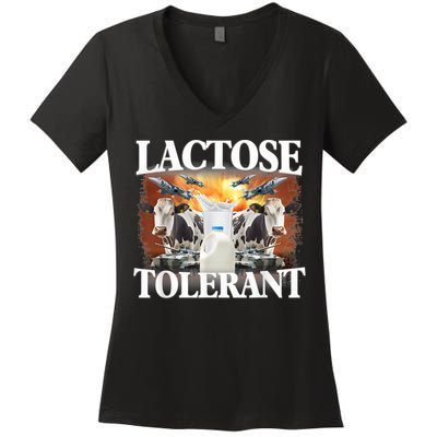 Lactose Tolerant Funny Trending Meme Women's V-Neck T-Shirt