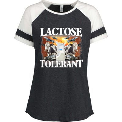 Lactose Tolerant Funny Trending Meme Enza Ladies Jersey Colorblock Tee