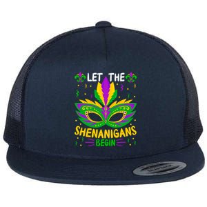 Let The Funny Shenanigans Begin Carnival Mardi Gras Cool Gift Flat Bill Trucker Hat