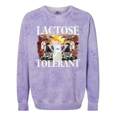 Lactose Tolerant Funny Trending Meme Colorblast Crewneck Sweatshirt