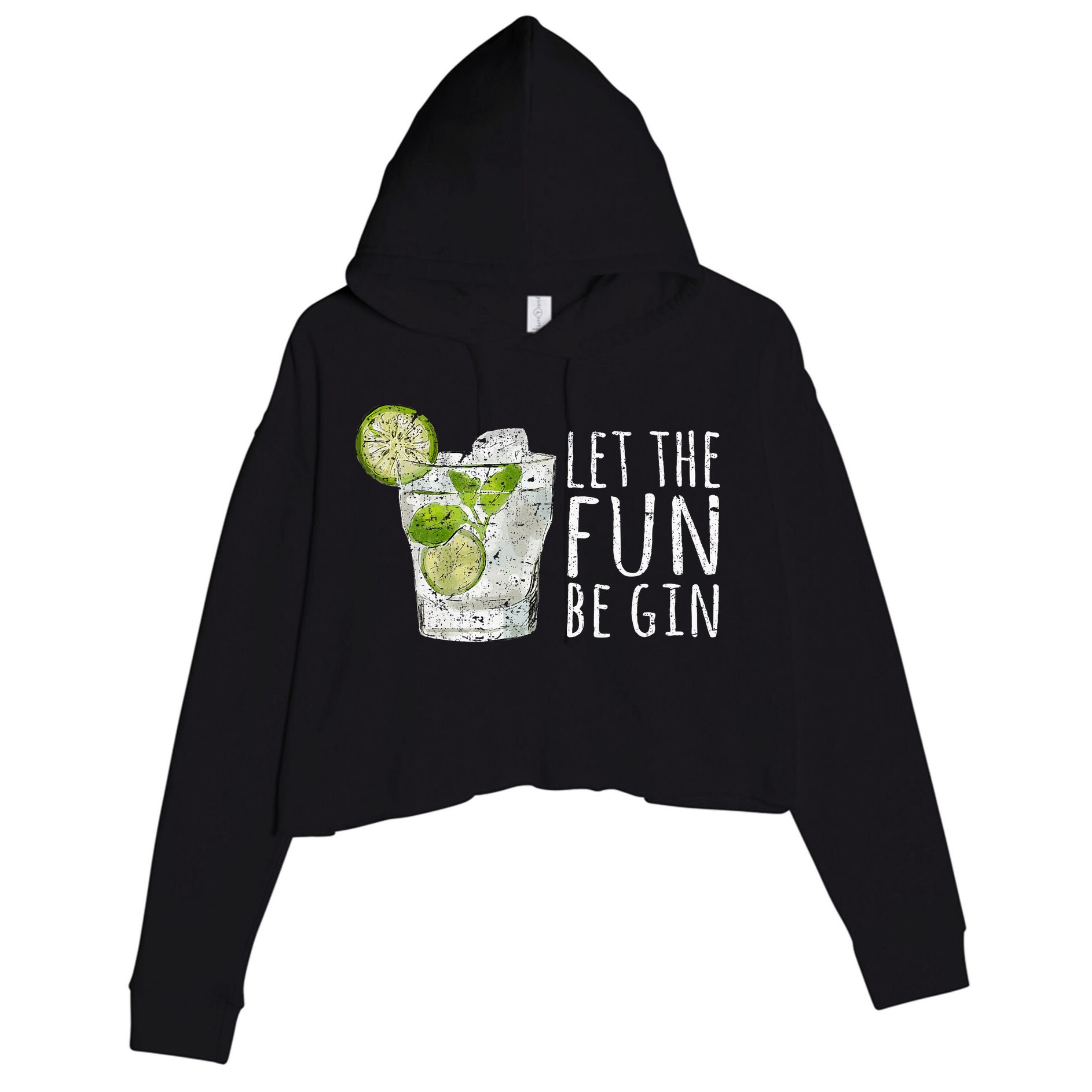 Let The Fun Be Gin Crop Fleece Hoodie