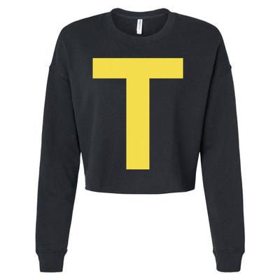 Letter T Funny Chipmunk Group Matching Halloween Costume Cropped Pullover Crew