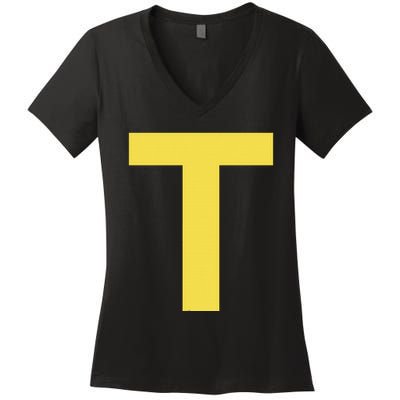 Letter T Funny Chipmunk Group Matching Halloween Costume Women's V-Neck T-Shirt