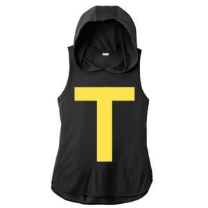 Letter T Funny Chipmunk Group Matching Halloween Costume Ladies PosiCharge Tri-Blend Wicking Draft Hoodie Tank