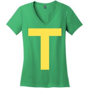 Letter T Funny Chipmunk Group Matching Halloween Costume Women's V-Neck T-Shirt