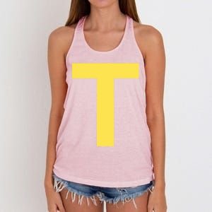 Letter T Funny Chipmunk Group Matching Halloween Costume Women's Knotted Racerback Tank