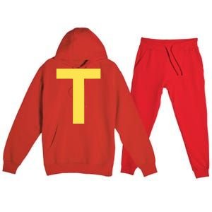 Letter T Funny Chipmunk Group Matching Halloween Costume Premium Hooded Sweatsuit Set