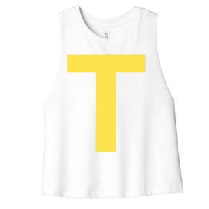 Letter T Funny Chipmunk Group Matching Halloween Costume Women's Racerback Cropped Tank