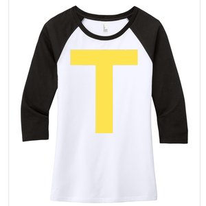 Letter T Funny Chipmunk Group Matching Halloween Costume Women's Tri-Blend 3/4-Sleeve Raglan Shirt