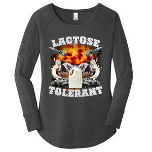 Lactose Tolerant Funny Trending Meme Women's Perfect Tri Tunic Long Sleeve Shirt