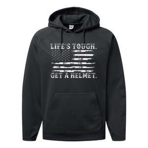 LifeS Tough Get A Helmet Man Usa Flag Performance Fleece Hoodie