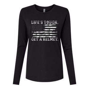 LifeS Tough Get A Helmet Man Usa Flag Womens Cotton Relaxed Long Sleeve T-Shirt