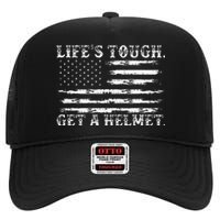 LifeS Tough Get A Helmet Man Usa Flag High Crown Mesh Back Trucker Hat