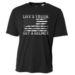 LifeS Tough Get A Helmet Man Usa Flag Cooling Performance Crew T-Shirt