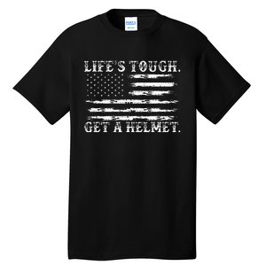 LifeS Tough Get A Helmet Man Usa Flag Tall T-Shirt