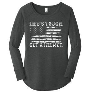 LifeS Tough Get A Helmet Man Usa Flag Women's Perfect Tri Tunic Long Sleeve Shirt