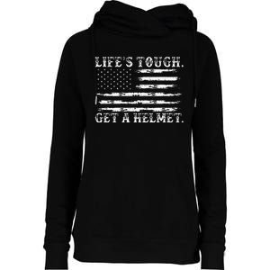 LifeS Tough Get A Helmet Man Usa Flag Womens Funnel Neck Pullover Hood