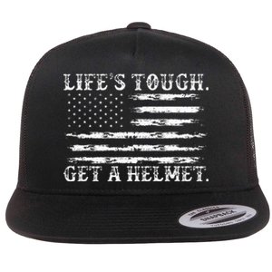 LifeS Tough Get A Helmet Man Usa Flag Flat Bill Trucker Hat