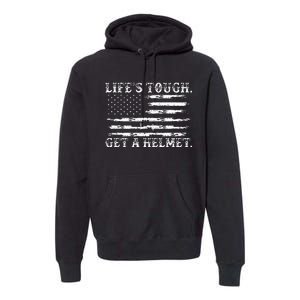 LifeS Tough Get A Helmet Man Usa Flag Premium Hoodie