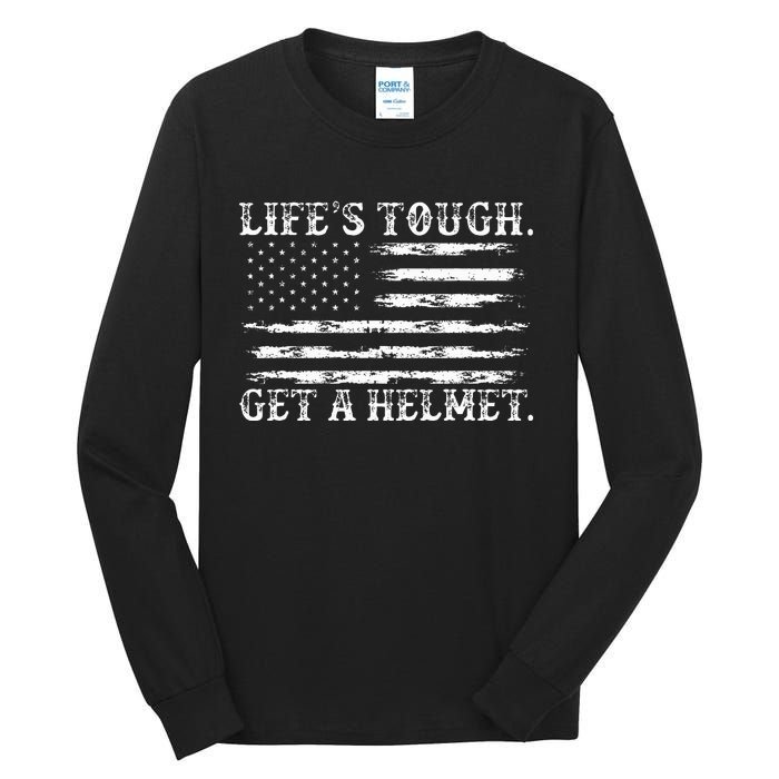 LifeS Tough Get A Helmet Man Usa Flag Tall Long Sleeve T-Shirt