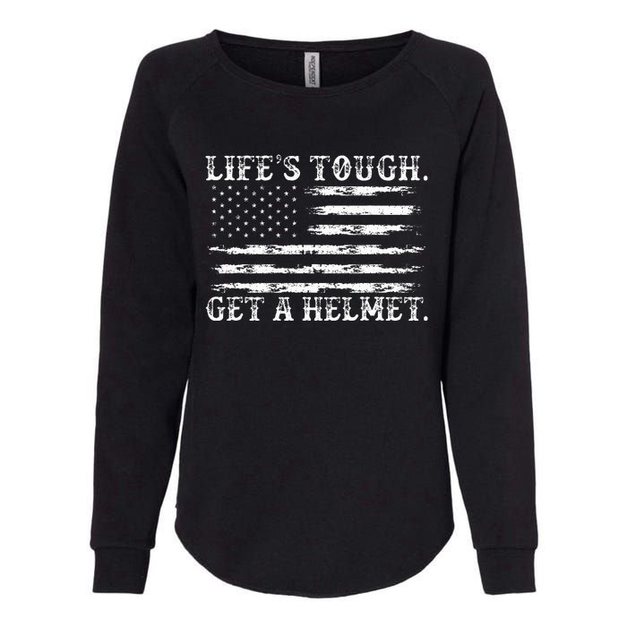 LifeS Tough Get A Helmet Man Usa Flag Womens California Wash Sweatshirt