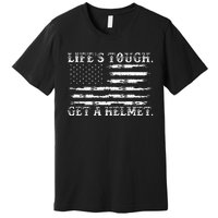 LifeS Tough Get A Helmet Man Usa Flag Premium T-Shirt