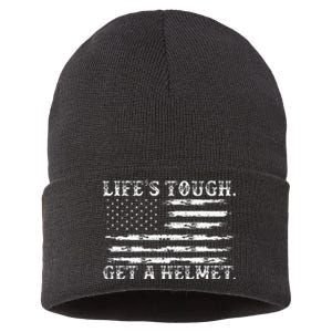 LifeS Tough Get A Helmet Man Usa Flag Sustainable Knit Beanie