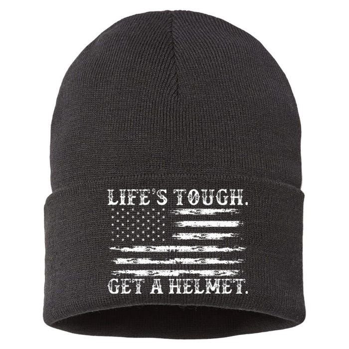 LifeS Tough Get A Helmet Man Usa Flag Sustainable Knit Beanie