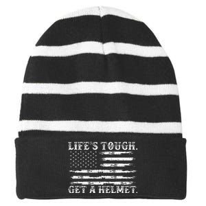 LifeS Tough Get A Helmet Man Usa Flag Striped Beanie with Solid Band