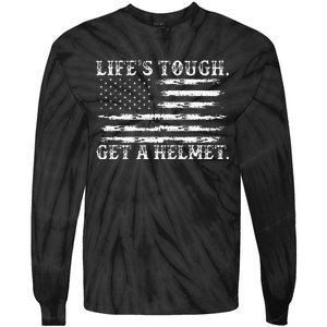 LifeS Tough Get A Helmet Man Usa Flag Tie-Dye Long Sleeve Shirt