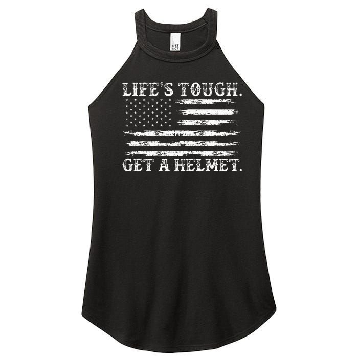 LifeS Tough Get A Helmet Man Usa Flag Women's Perfect Tri Rocker Tank