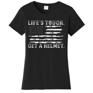 LifeS Tough Get A Helmet Man Usa Flag Women's T-Shirt