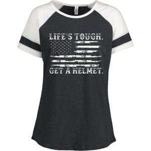 LifeS Tough Get A Helmet Man Usa Flag Enza Ladies Jersey Colorblock Tee