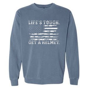 LifeS Tough Get A Helmet Man Usa Flag Garment-Dyed Sweatshirt