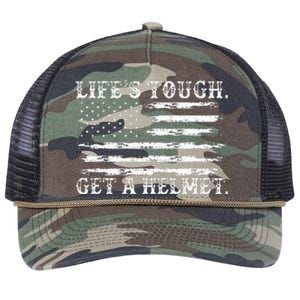 LifeS Tough Get A Helmet Man Usa Flag Retro Rope Trucker Hat Cap