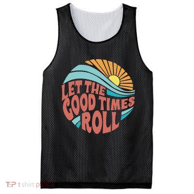 Let The Good Times Roll Retro Vintage Mesh Reversible Basketball Jersey Tank