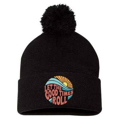 Let The Good Times Roll Retro Vintage Pom Pom 12in Knit Beanie