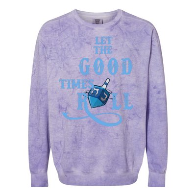 Let The Good Times Roll Raglan Hanukkah Colorblast Crewneck Sweatshirt