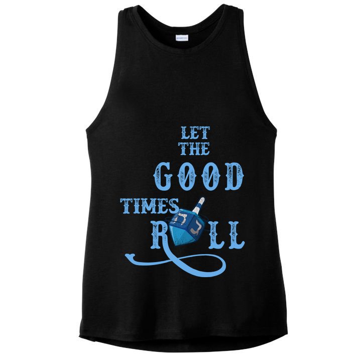 Let The Good Times Roll Raglan Hanukkah Ladies PosiCharge Tri-Blend Wicking Tank