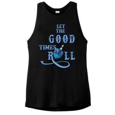 Let The Good Times Roll Raglan Hanukkah Ladies PosiCharge Tri-Blend Wicking Tank