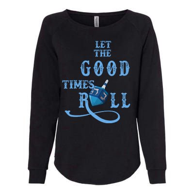 Let The Good Times Roll Raglan Hanukkah Womens California Wash Sweatshirt