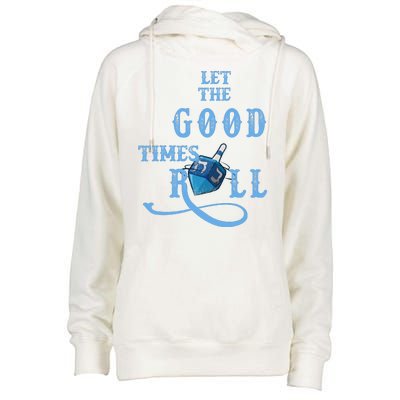 Let The Good Times Roll Raglan Hanukkah Womens Funnel Neck Pullover Hood