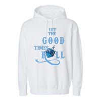 Let The Good Times Roll Raglan Hanukkah Garment-Dyed Fleece Hoodie