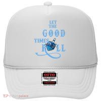 Let The Good Times Roll Raglan Hanukkah High Crown Mesh Back Trucker Hat