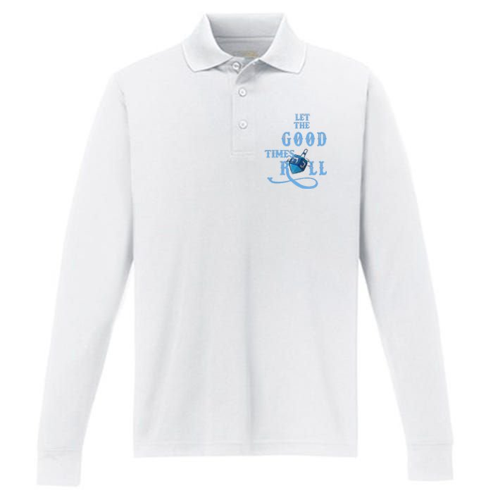 Let The Good Times Roll Raglan Hanukkah Performance Long Sleeve Polo