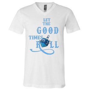 Let The Good Times Roll Raglan Hanukkah V-Neck T-Shirt