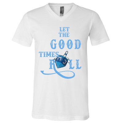 Let The Good Times Roll Raglan Hanukkah V-Neck T-Shirt