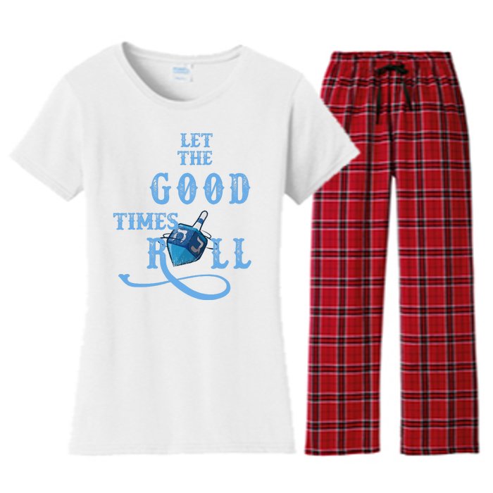 Let The Good Times Roll Raglan Hanukkah Women's Flannel Pajama Set