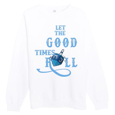 Let The Good Times Roll Raglan Hanukkah Premium Crewneck Sweatshirt